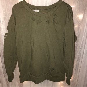 Ripped pullover sweatshirt